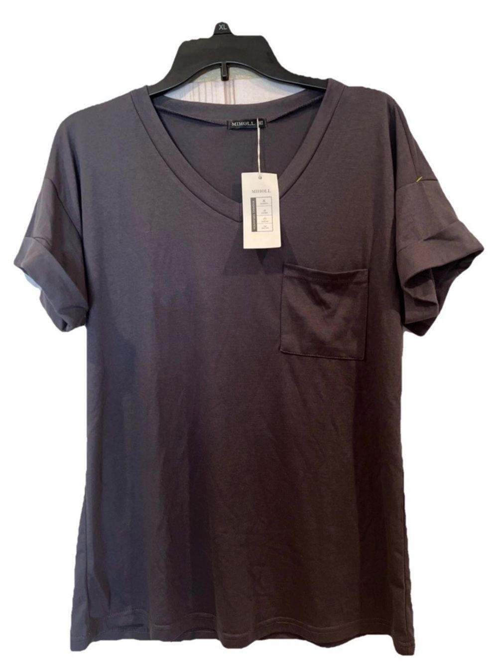 Minimalist V-Neck Pocket Tee - Dark Charcoal